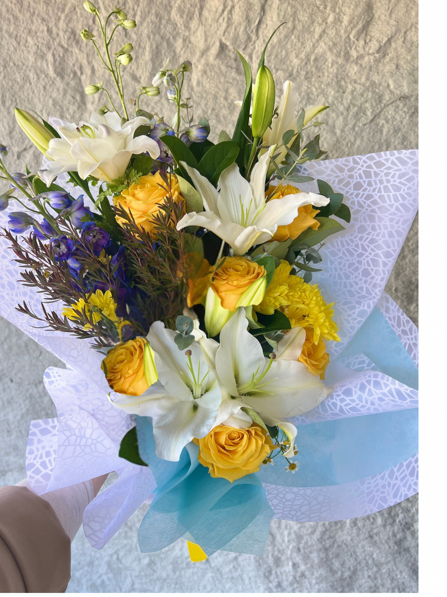 Elegant White, Blue & Yellow