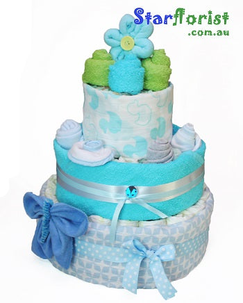 3 Tier Boy Nappy Cake