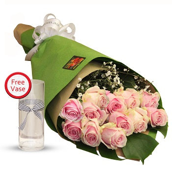 A Dozen Pink Roses Bouquet