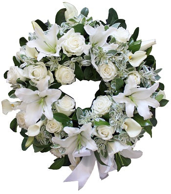 Sympathy Wreath in Whites