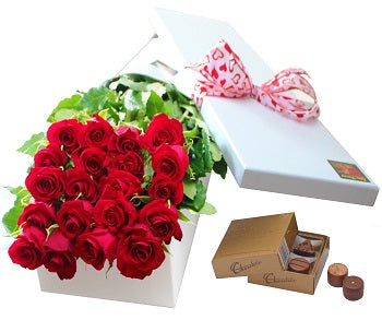 20 Boxed Roses and Chocolates