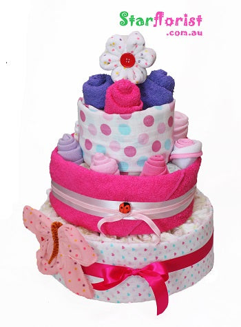 3 Tier Girl Nappy Cake