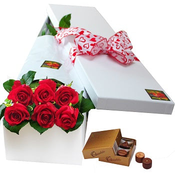 6 Red Roses and Chocolates