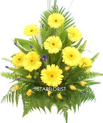 Yellow and Blue flower arrangement
