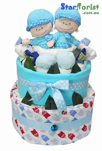 Baby boy twin nappy cake
