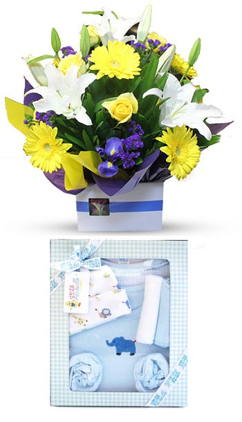 Flower and Large Gift Set for a baby boy