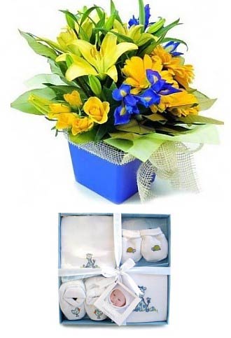 Baby Boy Flowers and Clothes Set