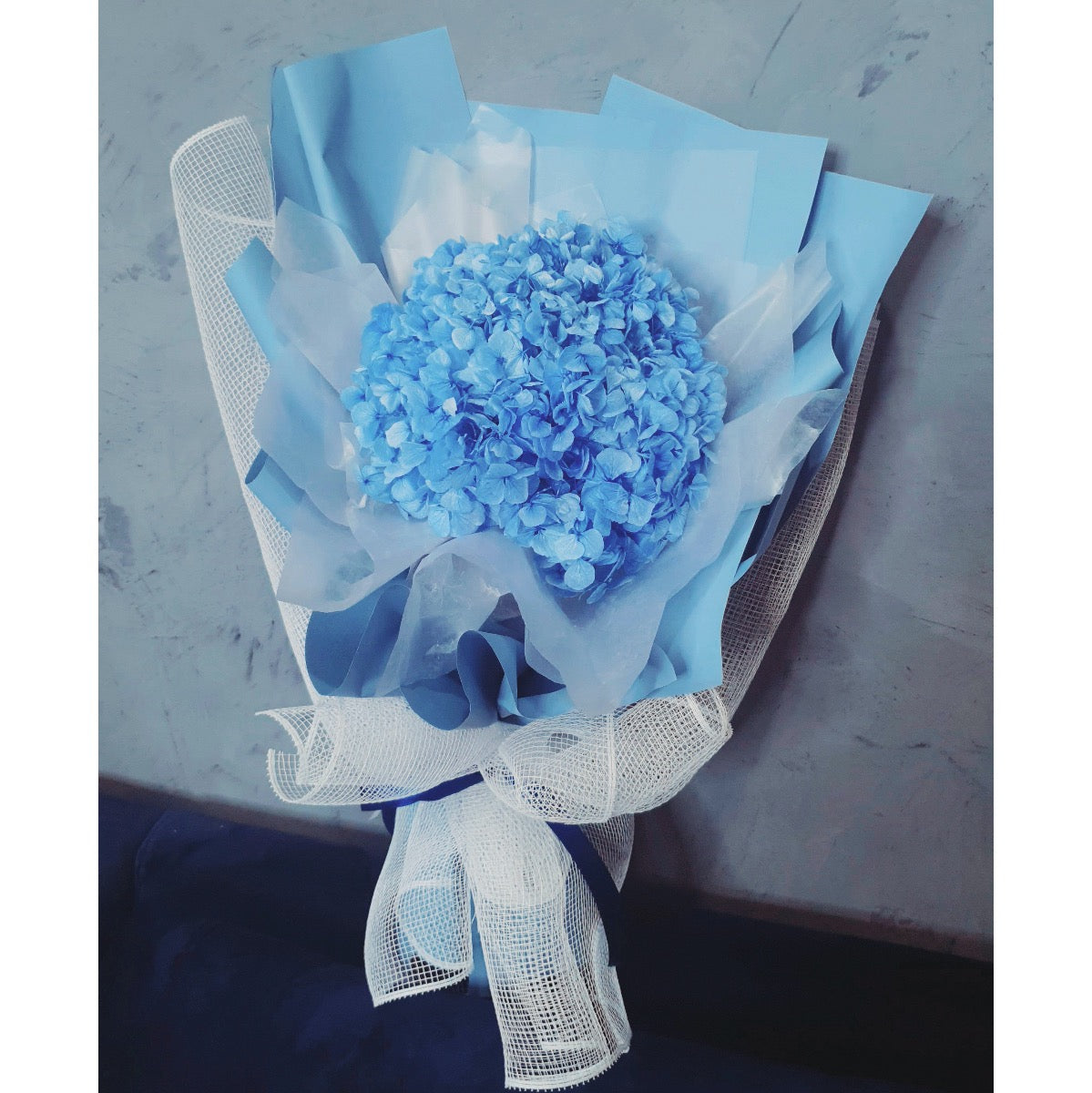 Preserved Hydrangea Bouquet- Blue