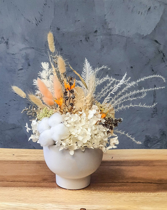Preserved Small White Autumn Floral Arrangement