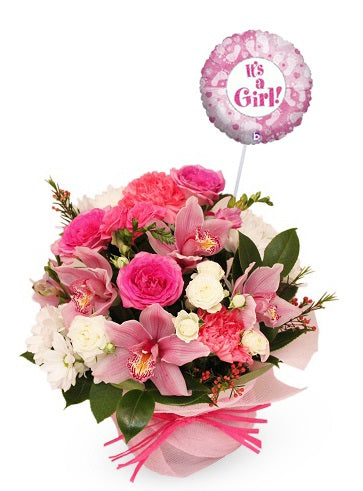Pretty Pink Posy and baby girl Balloon
