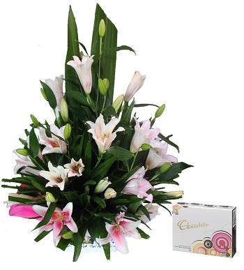 Lilies Arrangement and Chocolate