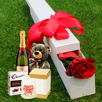 Valentine Roses, Chocolate and Champagne